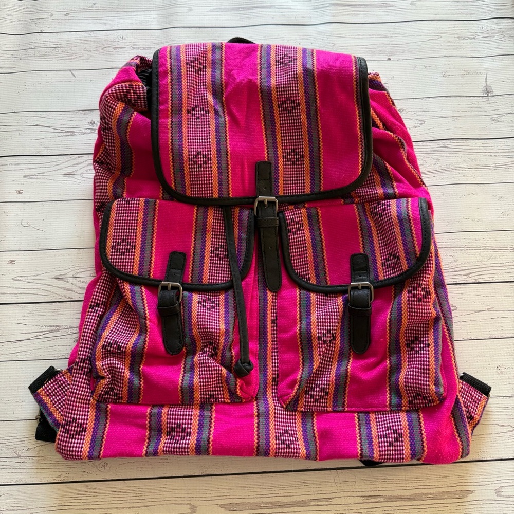 Pink Striped Backpack